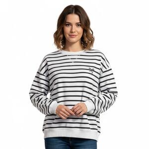 H&M Bisous 1921 Ribbon White & Black Stripped Sweatshirt Size M